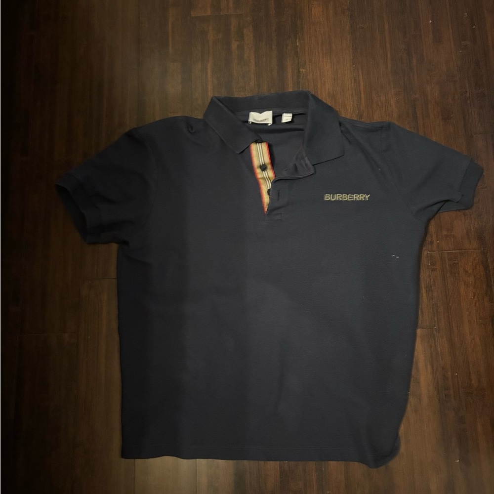 Burberry Dark Blue Polo with Signature Check